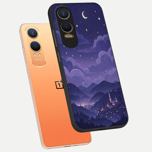  Minimal Night View phone case For Oneplus Nord CE4 Lite showing premium glass back cover with detailed artwork