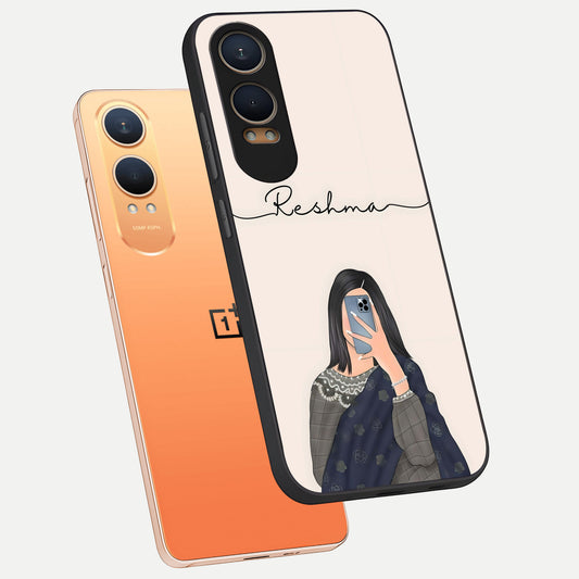 Mirror Mood Muse With Custom Name phone case For Oneplus Nord CE4 Lite showing premium glass back cover with detailed artwork