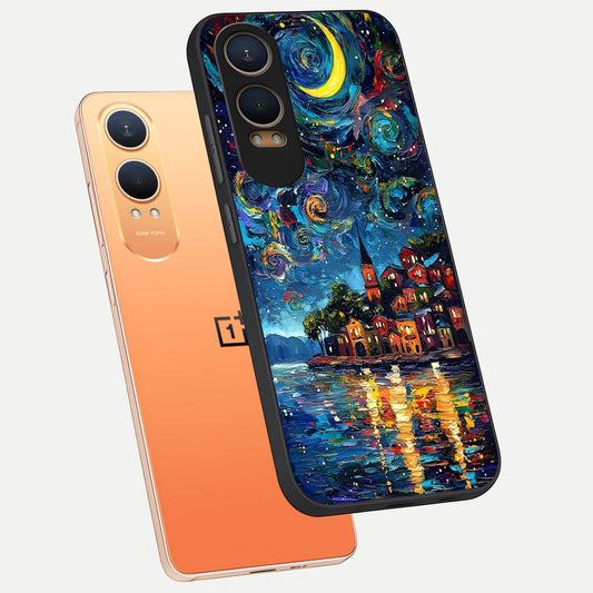  Moonlight Harbor Glow phone case For Oneplus Nord CE4 Lite showing premium glass back cover with detailed artwork