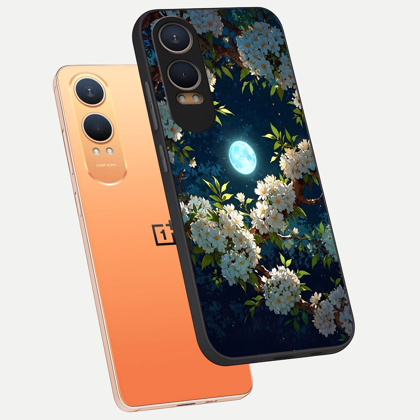  Moonlit Blossom Dream phone case For Oneplus Nord CE4 Lite showing premium glass back cover with detailed artwork