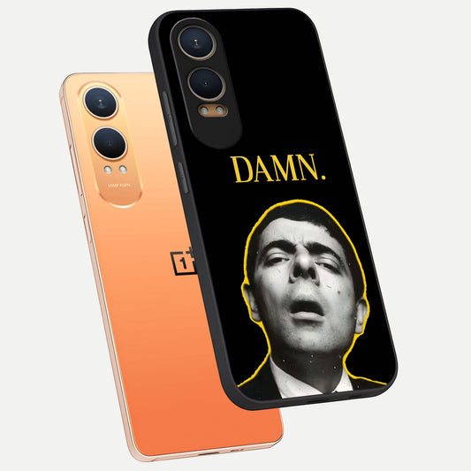  Mr Bean Damn phone case For Oneplus Nord CE4 Lite showing premium glass back cover with detailed artwork