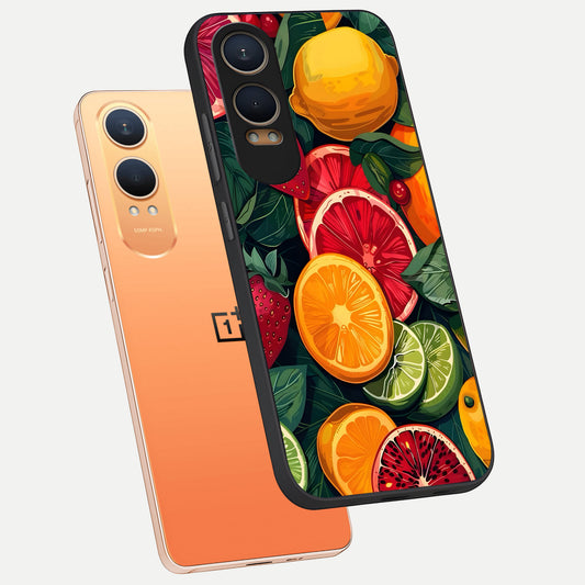  Multiple Fruits phone case For Oneplus Nord CE4 Lite showing premium glass back cover with detailed artwork