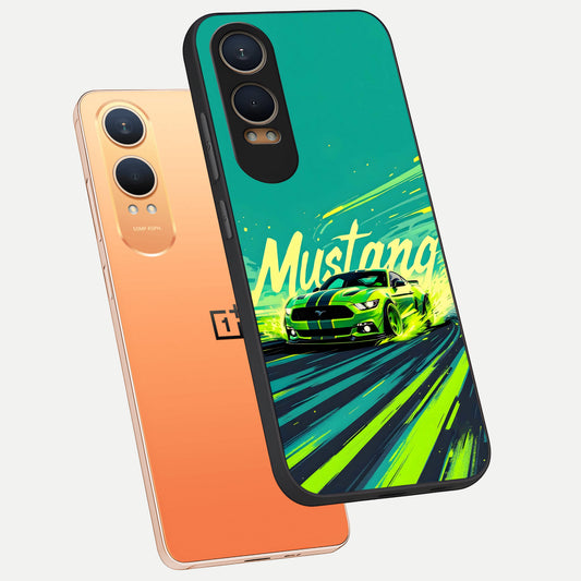  Mustang Bang phone case For Oneplus Nord CE4 Lite showing premium glass back cover with detailed artwork