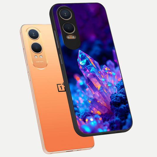  Neon Aura Shards phone case For Oneplus Nord CE4 Lite showing premium glass back cover with detailed artwork