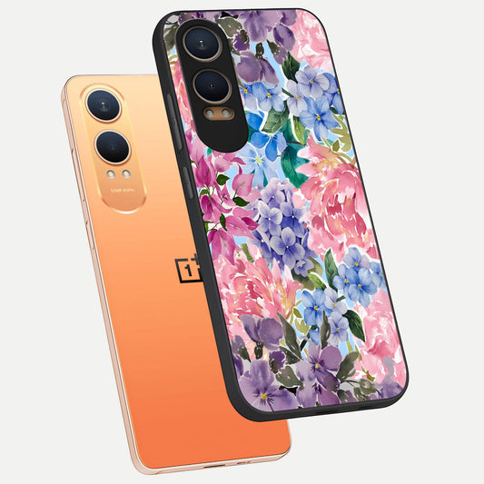  Pastel Floral Mix phone case For Oneplus Nord CE4 Lite showing premium glass back cover with detailed artwork