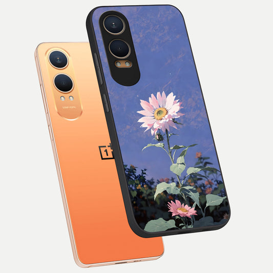  Pink Shells Outline phone case For Oneplus Nord CE4 Lite showing premium glass back cover with detailed artwork