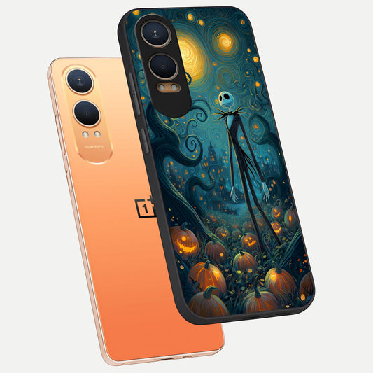  Pumpkin Moonlight Tale phone case For Oneplus Nord CE4 Lite showing premium glass back cover with detailed artwork