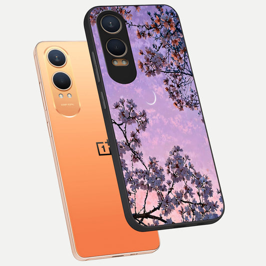  Purple Serenity Moon phone case For Oneplus Nord CE4 Lite showing premium glass back cover with detailed artwork