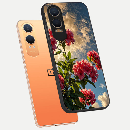  Red Bloom Skies phone case For Oneplus Nord CE4 Lite showing premium glass back cover with detailed artwork