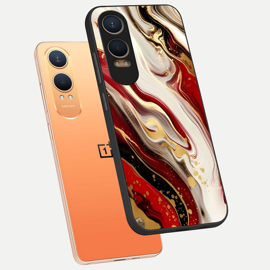  Red And White Marble phone case For Oneplus Nord CE4 Lite showing premium glass back cover with detailed artwork