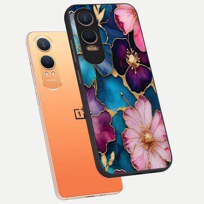  Sparkle Floral phone case For Oneplus Nord CE4 Lite showing premium glass back cover with detailed artwork