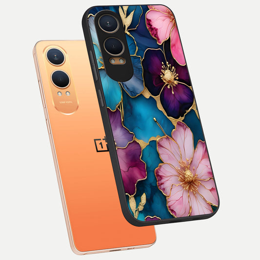  Sparkle Floral phone case For Oneplus Nord CE4 Lite showing premium glass back cover with detailed artwork
