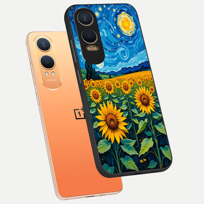  Starry Sunflower Dreams phone case For Oneplus Nord CE4 Lite showing premium glass back cover with detailed artwork