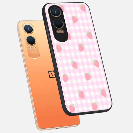  Strawberry Picnic Love phone case For Oneplus Nord CE4 Lite showing premium glass back cover with detailed artwork