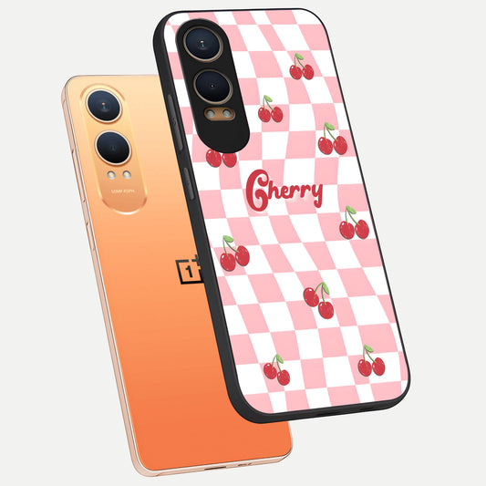  Sweet Cherry Vibes phone case For Oneplus Nord CE4 Lite showing premium glass back cover with detailed artwork