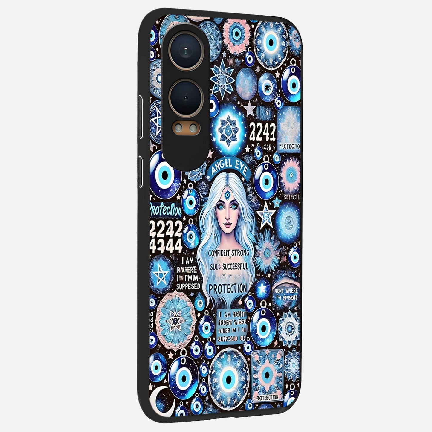  Angel Aura Shield back cover For Oneplus Nord CE4 Lite slim fit glass case with vibrant aesthetic design