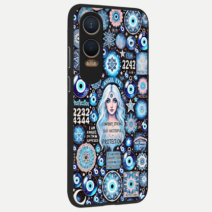  Angel Aura Shield back cover For Oneplus Nord CE4 Lite slim fit glass case with vibrant aesthetic design