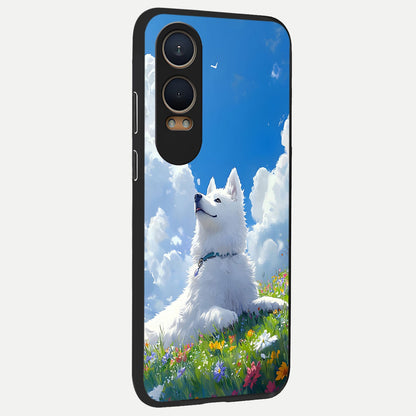  Blissful Cloud Pup back cover For Oneplus Nord CE4 Lite slim fit glass case with vibrant aesthetic design