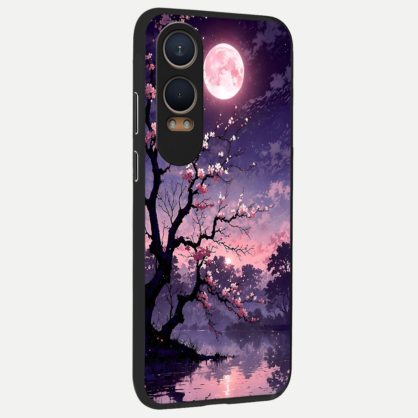  Blossom Pink Moon back cover For Oneplus Nord CE4 Lite slim fit glass case with vibrant aesthetic design