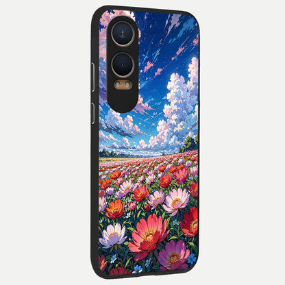  Blossom Sky Field back cover For Oneplus Nord CE4 Lite slim fit glass case with vibrant aesthetic design