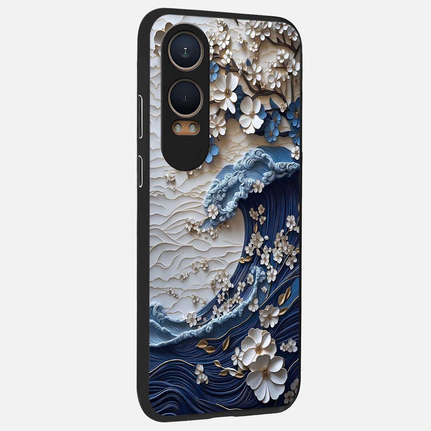  Blossom Wave Art back cover For Oneplus Nord CE4 Lite slim fit glass case with vibrant aesthetic design