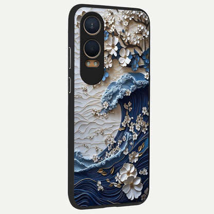  Blossom Wave Art back cover For Oneplus Nord CE4 Lite slim fit glass case with vibrant aesthetic design