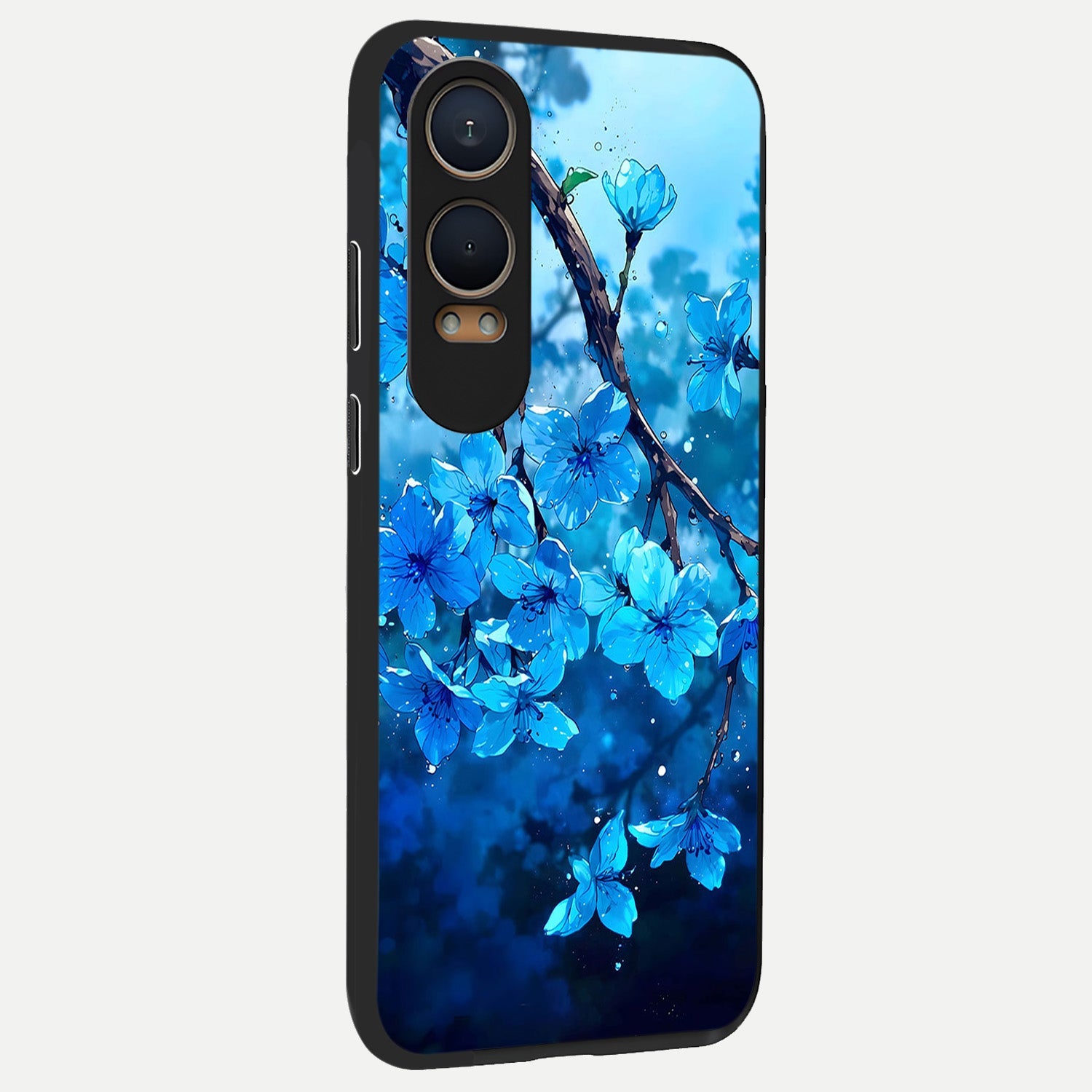  Blue Blossoms Branch back cover For Oneplus Nord CE4 Lite slim fit glass case with vibrant aesthetic design