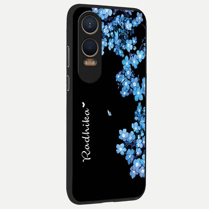  Blue Petal Dream Custom Name back cover For Oneplus Nord CE4 Lite slim fit glass case with vibrant aesthetic design