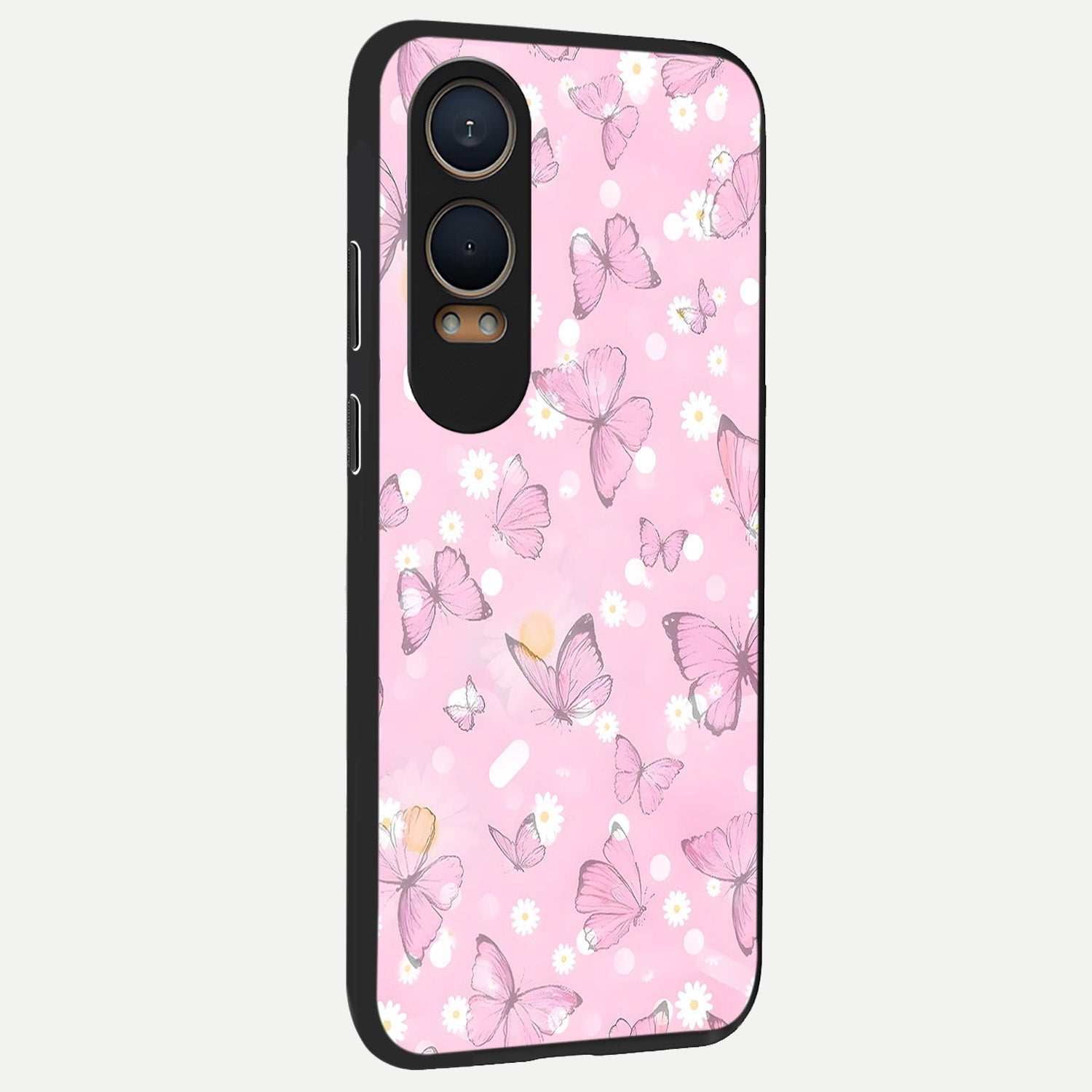  Blush Butterfly Garden back cover For Oneplus Nord CE4 Lite slim fit glass case with vibrant aesthetic design