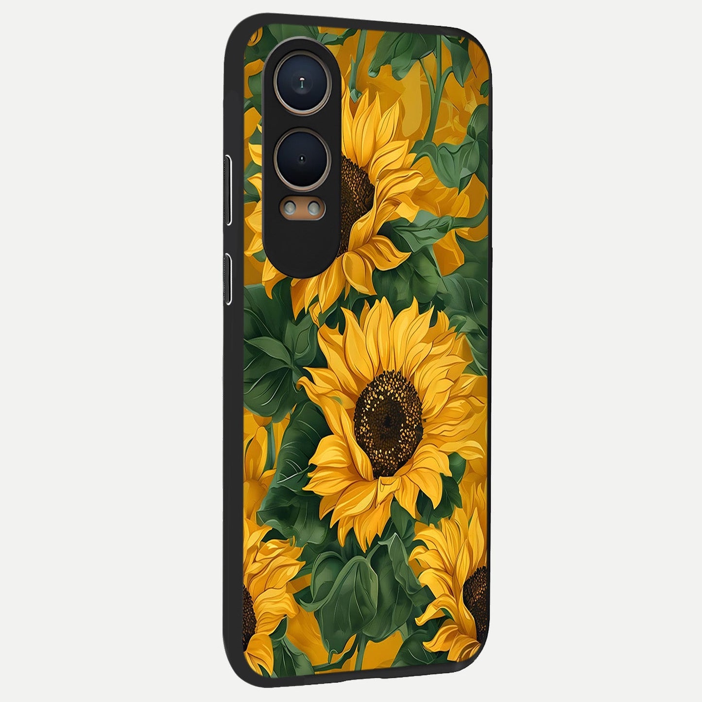  Bright Sunflower Bloom back cover For Oneplus Nord CE4 Lite slim fit glass case with vibrant aesthetic design