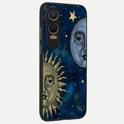  Celestial Moon With Sun back cover For Oneplus Nord CE4 Lite slim fit glass case with vibrant aesthetic design