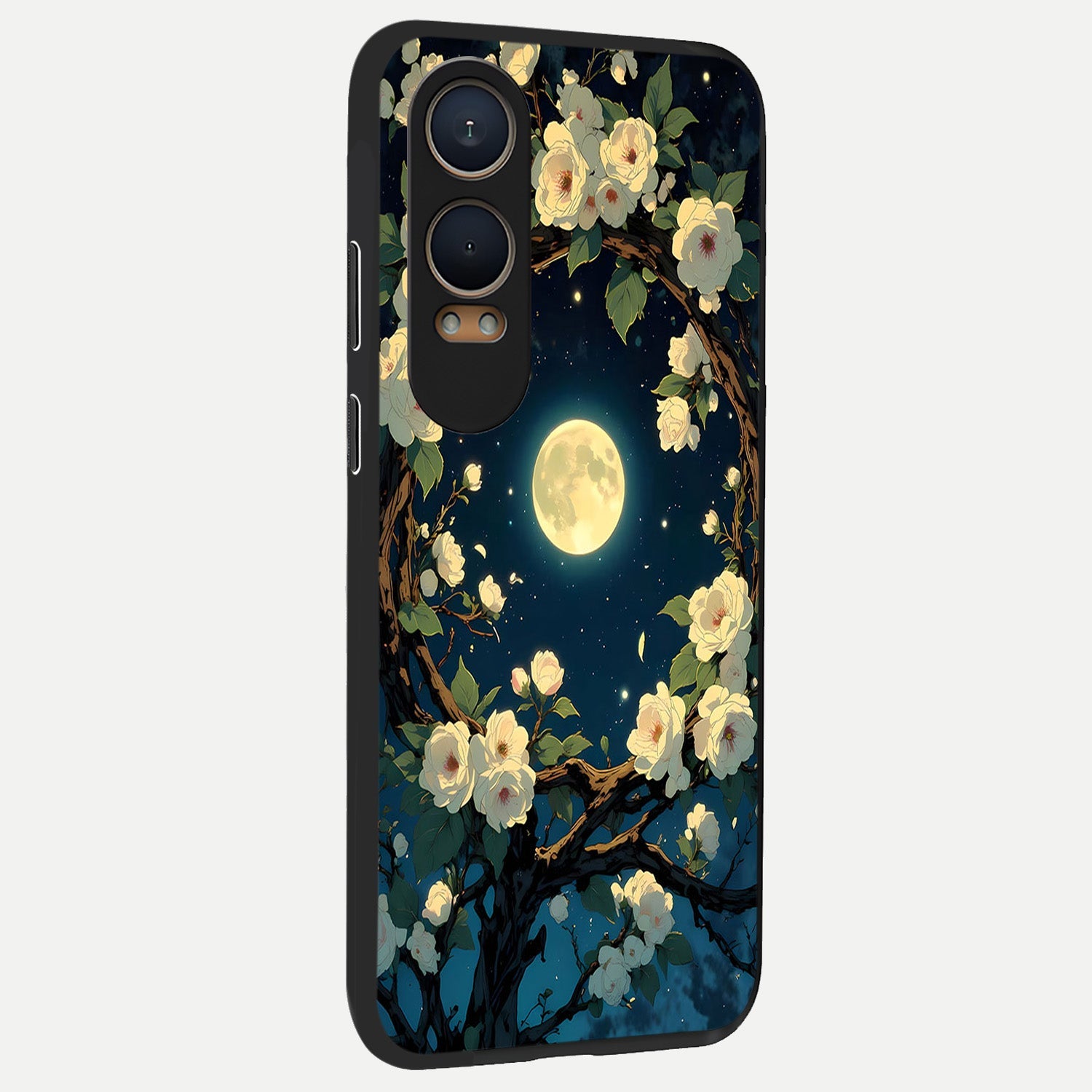 Celestial Moon And Flower back cover For Oneplus Nord CE4 Lite slim fit glass case with vibrant aesthetic design