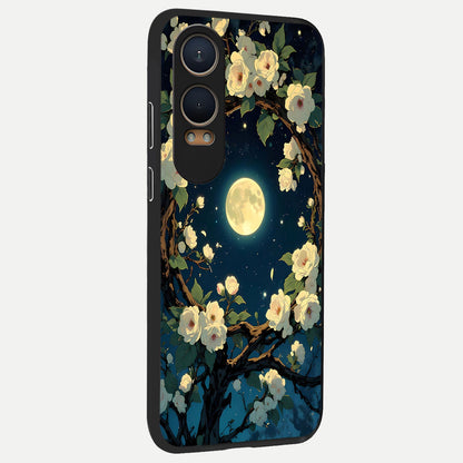 Celestial Moon And Flower back cover For Oneplus Nord CE4 Lite slim fit glass case with vibrant aesthetic design