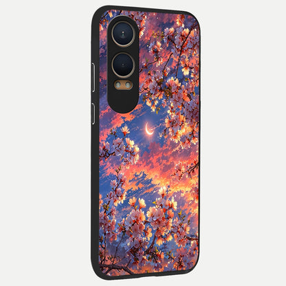  Celestial Sakura Sunset back cover For Oneplus Nord CE4 Lite slim fit glass case with vibrant aesthetic design