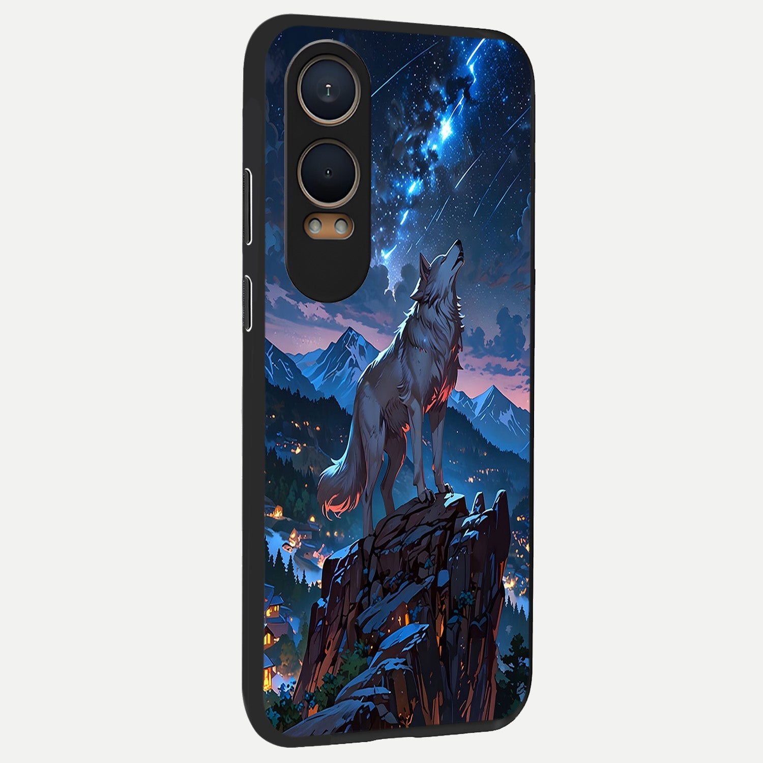  Celestial Wolf Howl back cover For Oneplus Nord CE4 Lite slim fit glass case with vibrant aesthetic design