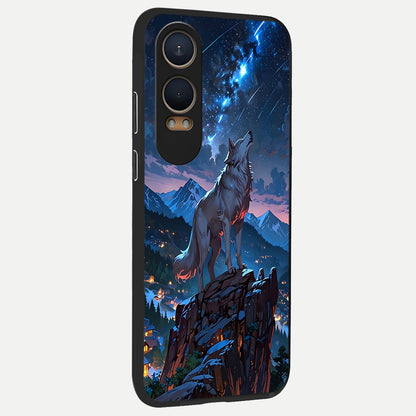  Celestial Wolf Howl back cover For Oneplus Nord CE4 Lite slim fit glass case with vibrant aesthetic design