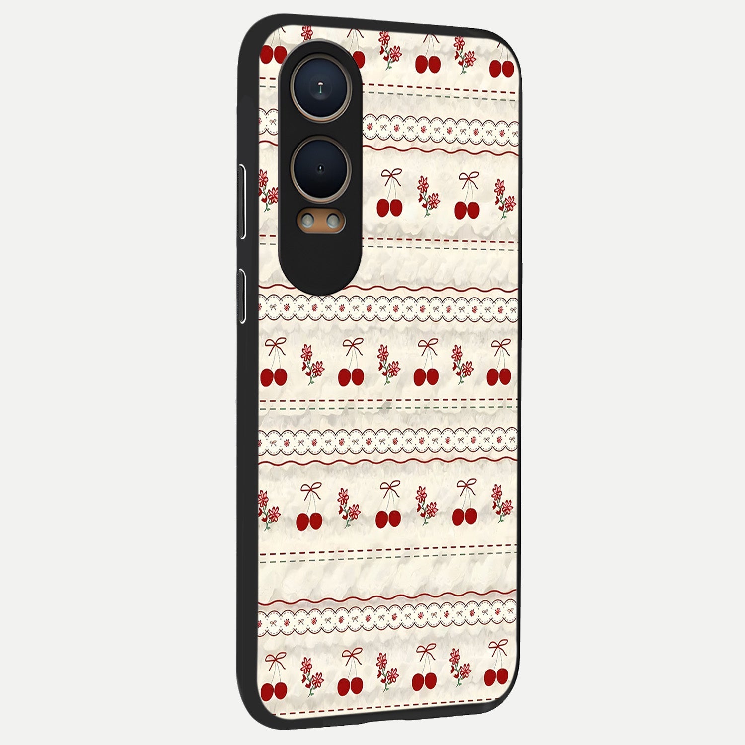  Cherry Bloom Charm back cover For Oneplus Nord CE4 Lite slim fit glass case with vibrant aesthetic design