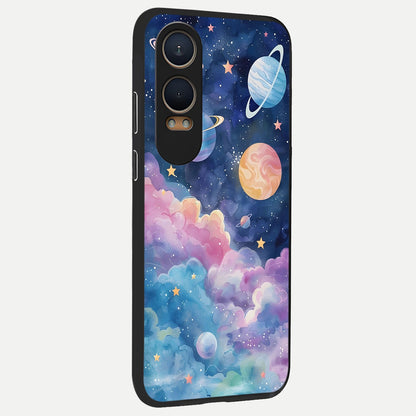  Cosmic Planet Dreams back cover For Oneplus Nord CE4 Lite slim fit glass case with vibrant aesthetic design