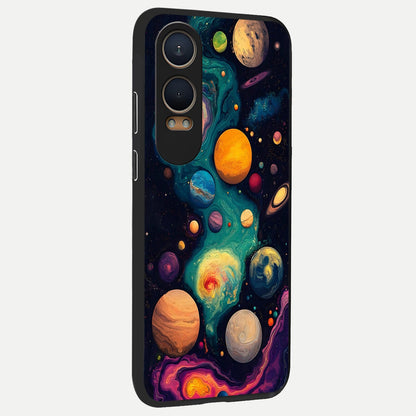  Cosmic Planet Journey back cover For Oneplus Nord CE4 Lite slim fit glass case with vibrant aesthetic design