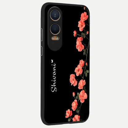 Crimson Bloom Grace Custom Name back cover For Oneplus Nord CE4 Lite slim fit glass case with vibrant aesthetic design