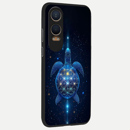  Crimson Blue Turtle back cover For Oneplus Nord CE4 Lite slim fit glass case with vibrant aesthetic design