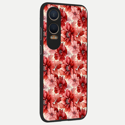  Crimson Love Petals back cover For Oneplus Nord CE4 Lite slim fit glass case with vibrant aesthetic design