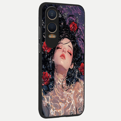  Crimson Rose Serenity back cover For Oneplus Nord CE4 Lite slim fit glass case with vibrant aesthetic design