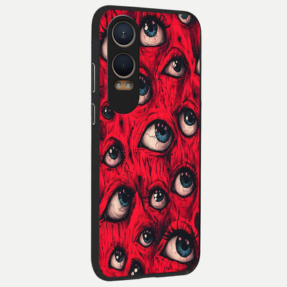  Crimson Watch Eyes back cover For Oneplus Nord CE4 Lite slim fit glass case with vibrant aesthetic design