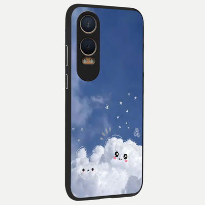  Cute Blossom Cloud back cover For Oneplus Nord CE4 Lite slim fit glass case with vibrant aesthetic design
