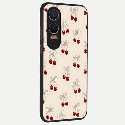  Cute Cherry Pattern back cover For Oneplus Nord CE4 Lite slim fit glass case with vibrant aesthetic design