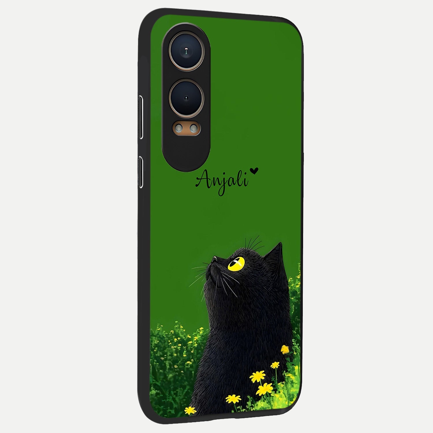  Emerald Cat Custom Name back cover For Oneplus Nord CE4 Lite slim fit glass case with vibrant aesthetic design