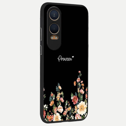  Floral Design Personalized Custom Name back cover For Oneplus Nord CE4 Lite slim fit glass case with vibrant aesthetic design