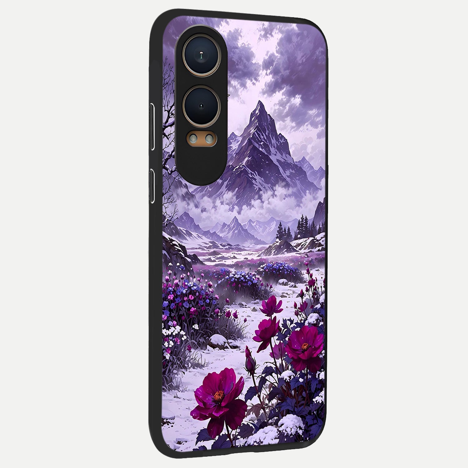  Flower Mountain View back cover For Oneplus Nord CE4 Lite slim fit glass case with vibrant aesthetic design