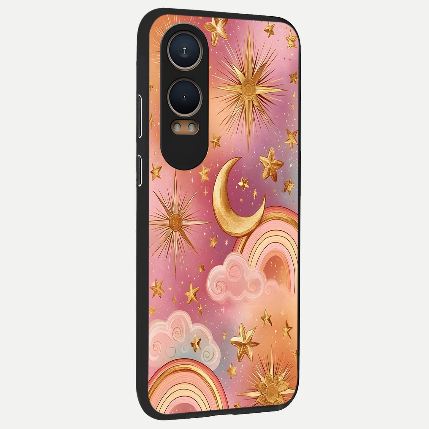 Golden Celestial Dreams back cover For Oneplus Nord CE4 Lite slim fit glass case with vibrant aesthetic design